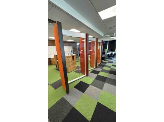 Free-standing panel partially glazed
