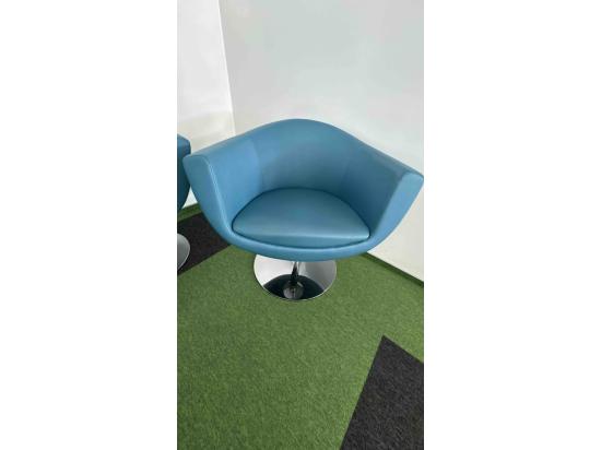 Blue armchair on silver leg