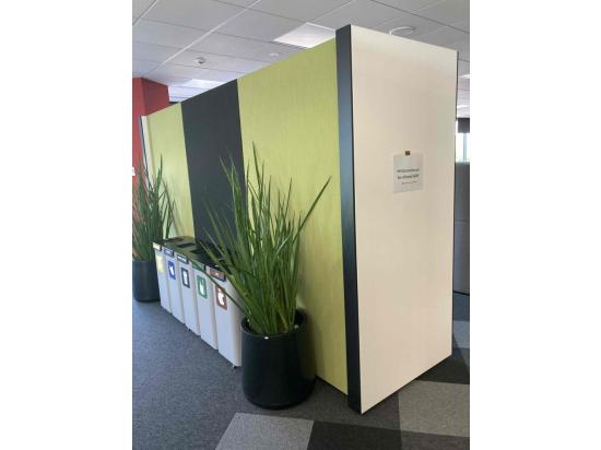 Green and black U soundproofing walls
