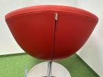 Red armchair on silver leg