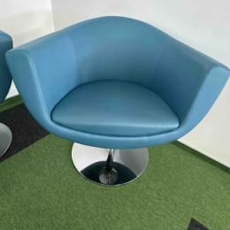 Blue armchair on silver leg