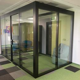 Large glazed acoustic booth